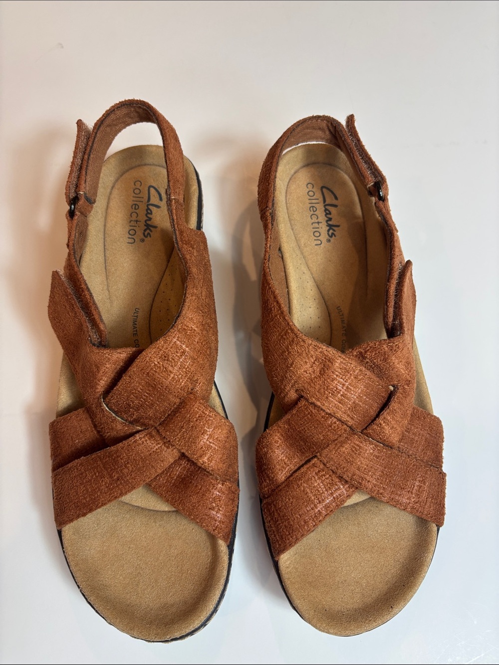 Clarks Women's Rust/Terracotta Cross-Strap Slingback Sandals